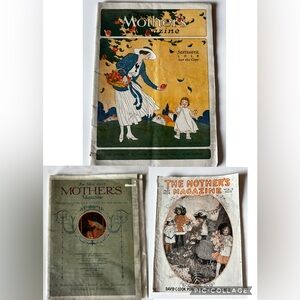3 Mother’s Magazine 1908 1918 1919 Antique Parenting Homemaking Ads Fashion WW1